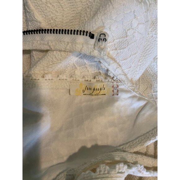 Free People Cream Floral Embroidered Mini Sleeveless Dress, Size 10 - Picture 5 of 5